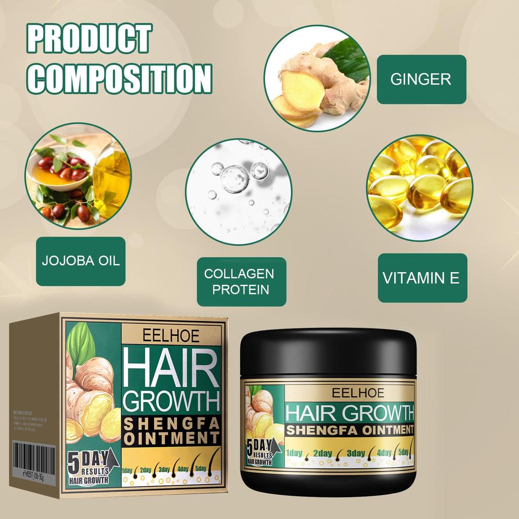 EELHOE Ginger Hair Cream Hair Nutrition Smoothing Nourishing Repair Dry Scalp Massage Treatment Cream