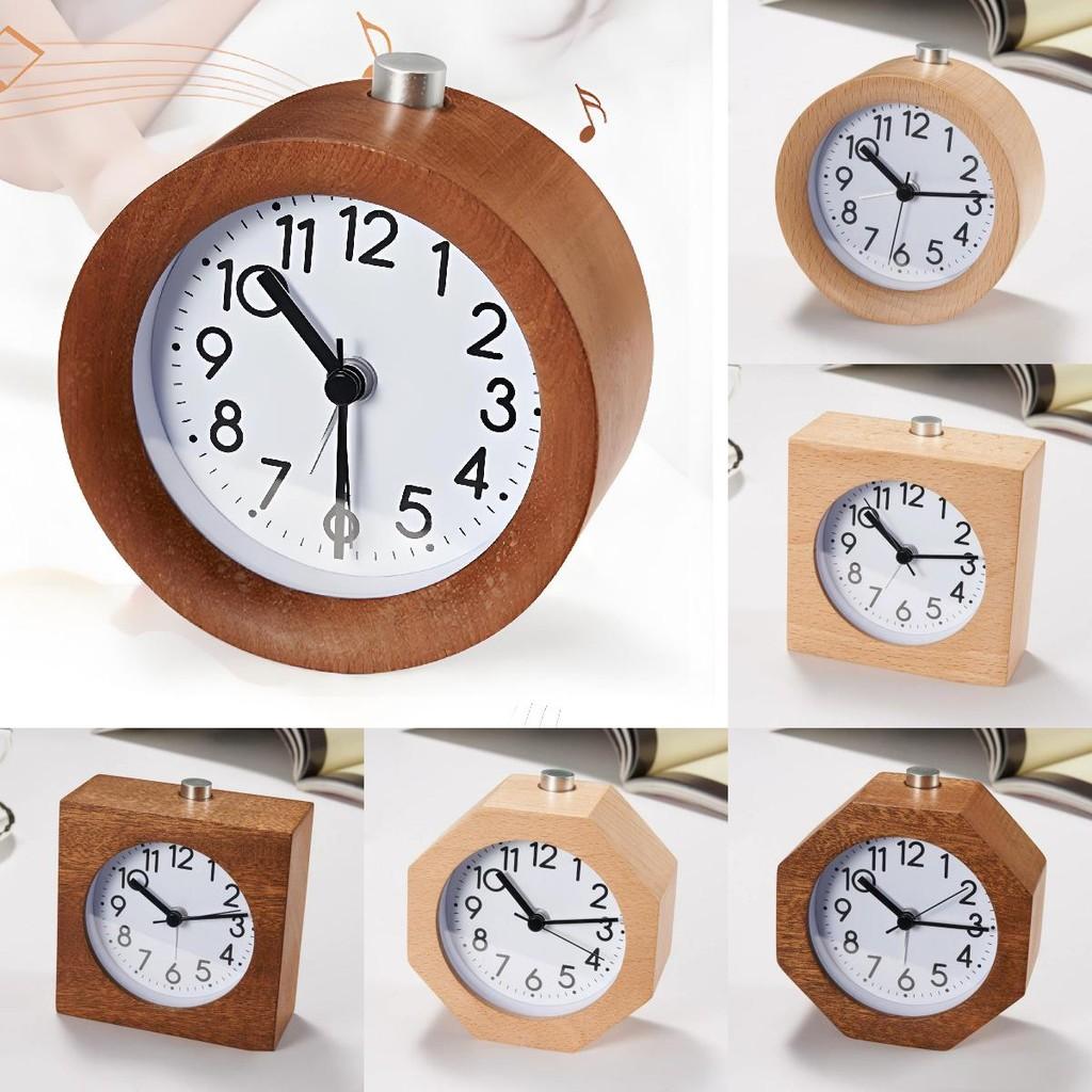 Wooden Bedside Alarm Clock With Led Display And Night Light For Students