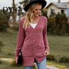 Women Knitwear Fall Long Cardigan Sweater, V Neck Button Front Knit Coat Coat, Sleeve Casual Sweater with Pockets Winter