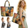 Vintage Damen Stepp-Tragetasche Leichte 3D-Druckmuster Canvas-Umhängetasche Große Kapazität Baumwoll-Einkaufstasche Dame Mädchen