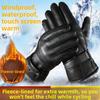 Leather Gloves Men Women Winter Outdoor Cycling Motorcycle Windproof Cold-Proof Fleece Lined Touchscreen Thickened Warm Gloves