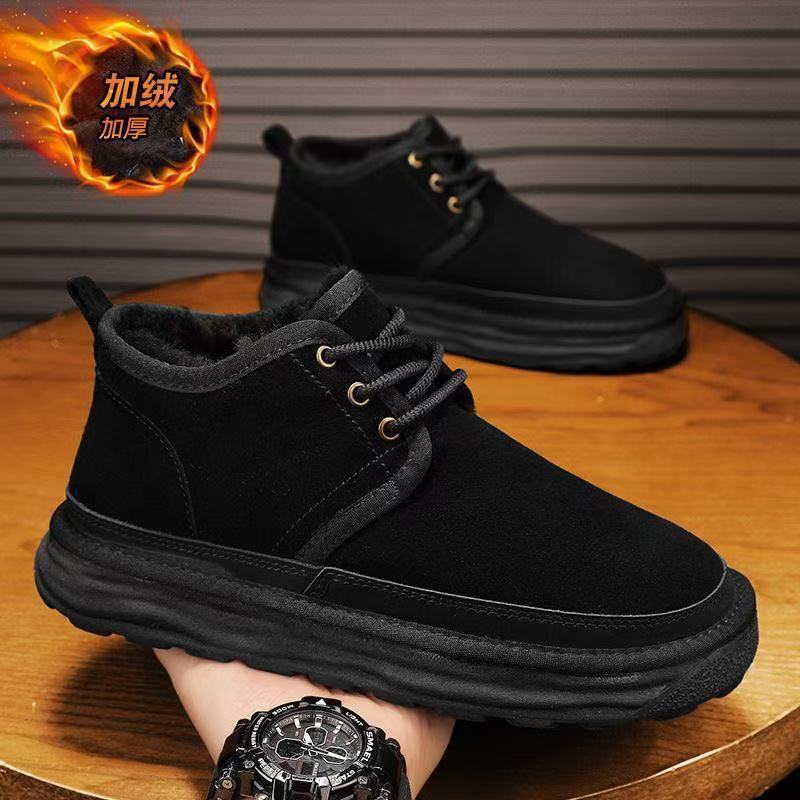 Damen Winter Samt Schneestiefel mittelhoch verdickte Baumwollstiefel Mode Casual Brotschuhe bequeme und warme Damen Baumwollschuhe