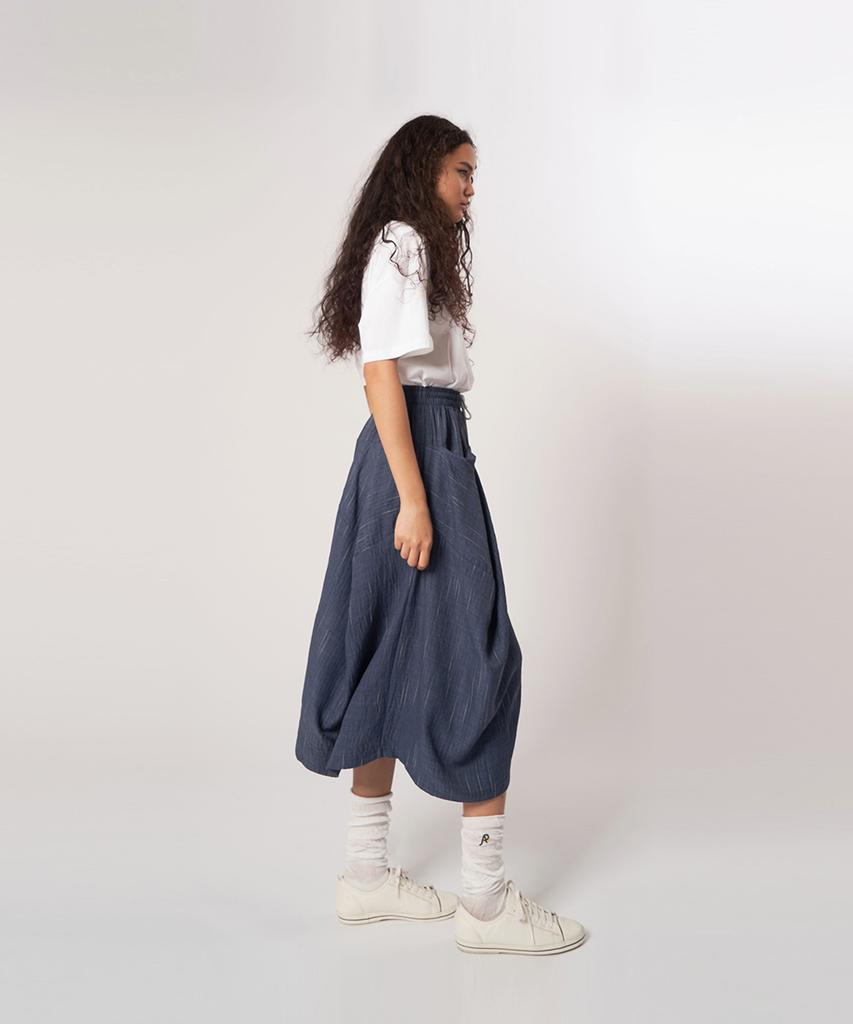 ATHPLATFORM Aw61Pt13_Slub Tech Flare Pants_Dark Blue