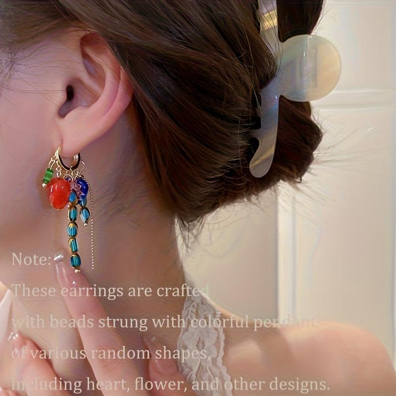 1 Pair Floral Heart Vintage Distressed Ethnic Style Tassel Daily All-Match Ear Studs