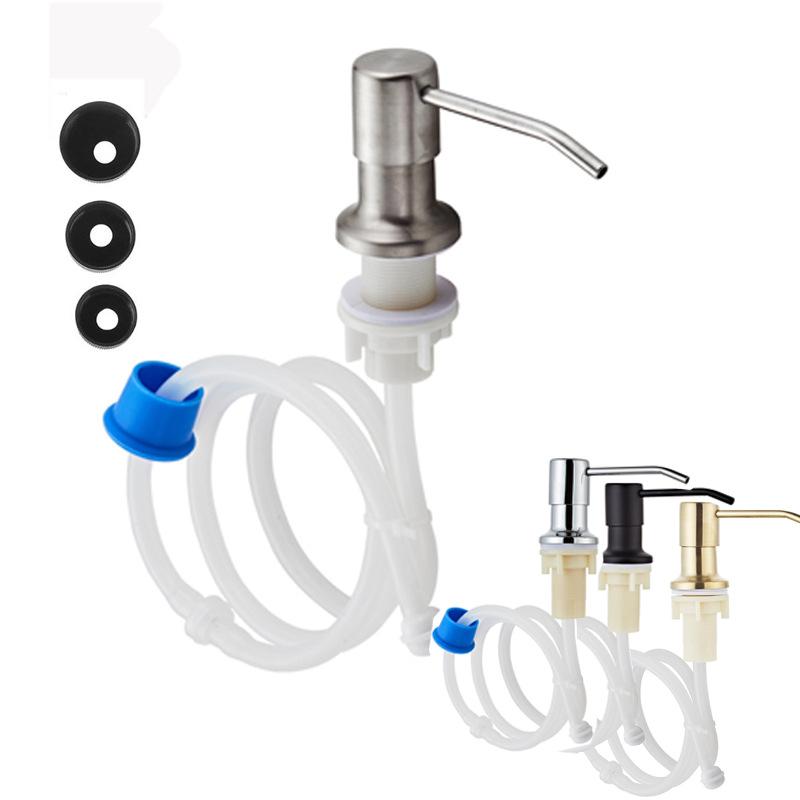 Stainless Steel Soap Dispenser Pump Head with Extended Silicone Tube Hand Soap Dish Soap Dispenser Pump No-Refill Pump Head