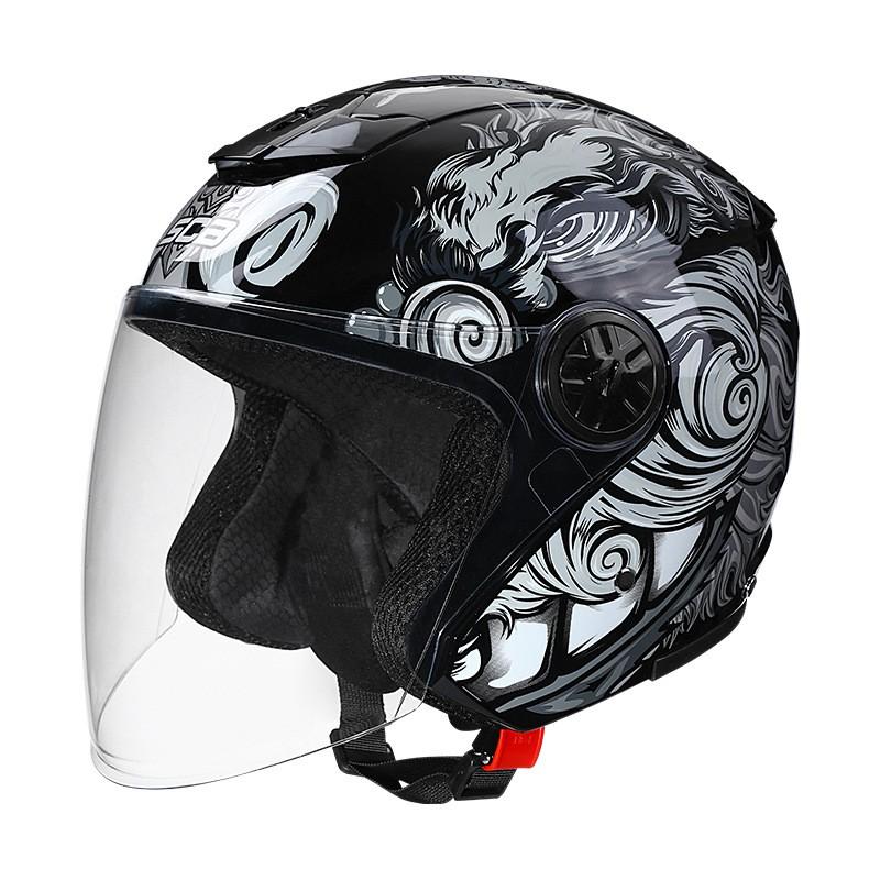 4 Season Motorcycle Half Helmet E-bike Men Women Clear Lens Universal Fit