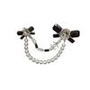 Broche 23K Corrente de Pérola Cubo Laço Strass Broche Unissex Preto ABC006-B14556-NS395
