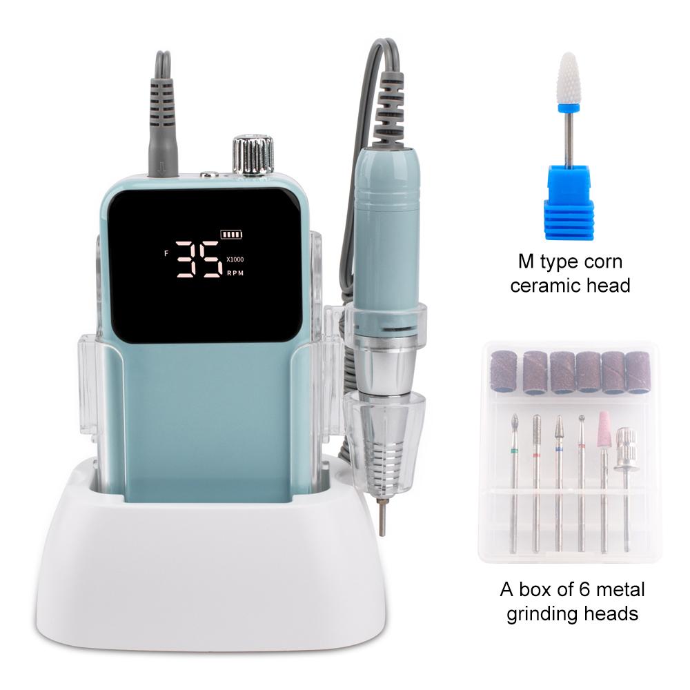 

BEPAN Mermaid Handle Set Color 35000RPM Portable Nail Drill Machine Set for Manicure 45W File Desktop Base US