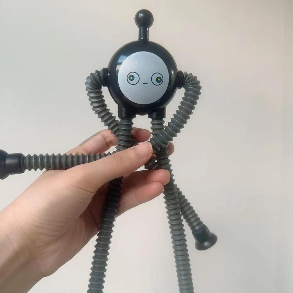 Creative Cartoon Giraffe Robot Egg Decompression Toy with Stretch Tube and Suction Cup, Featuring Ever-Changing Light-Up Hair.