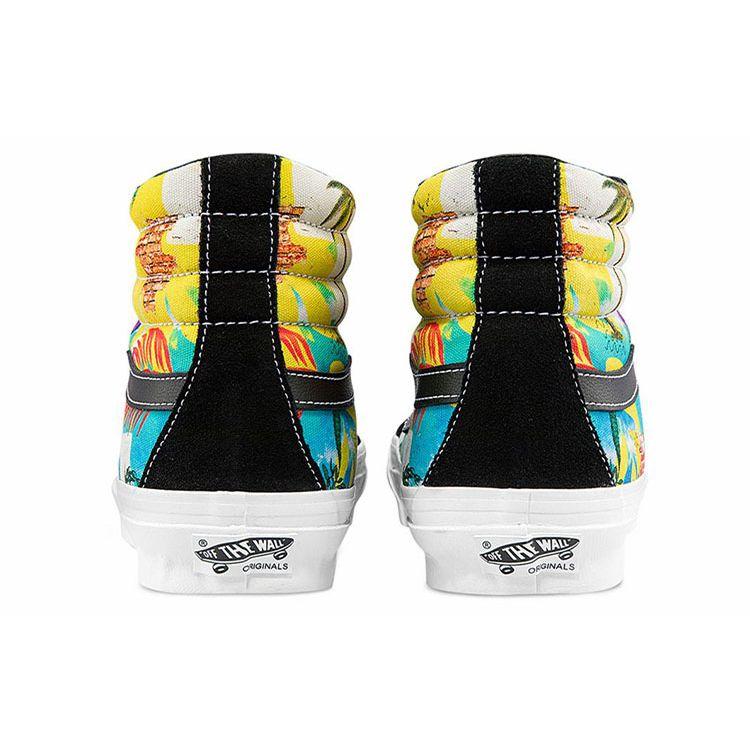 Vans Sk8 Vault Og Lx Canvas Suede Classic Casual Fun Print High Top Skate Shoes Unisex Sneakers Black Multicolor VN0A4BVBB56
