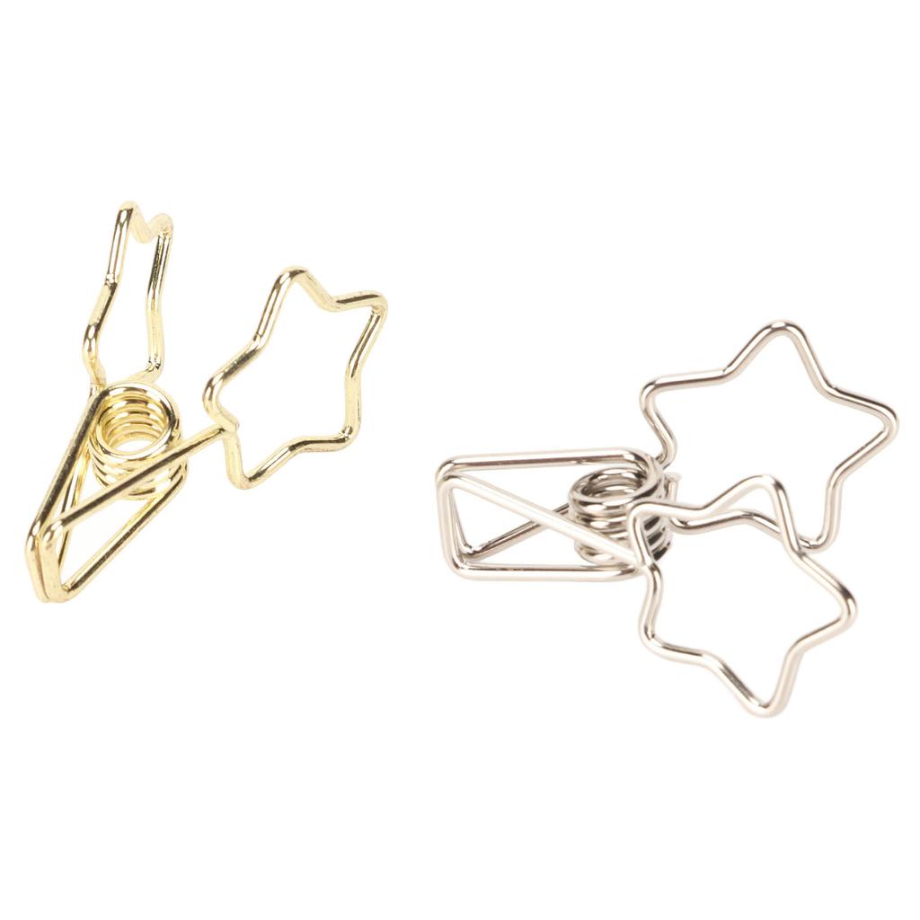 100 Pcs Cute  Clips Cartoon Star Shape Golden Silver Paper Clamps for Home School Office File 