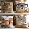 Animal Squirrel Cushion Cover Soft Washable Pillow Case Multi-Scene For Couch Bed Travel Office Use