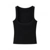 Womens Slim Fit Sleeveless Crop Top High Stretch Solid Color Tank Layering