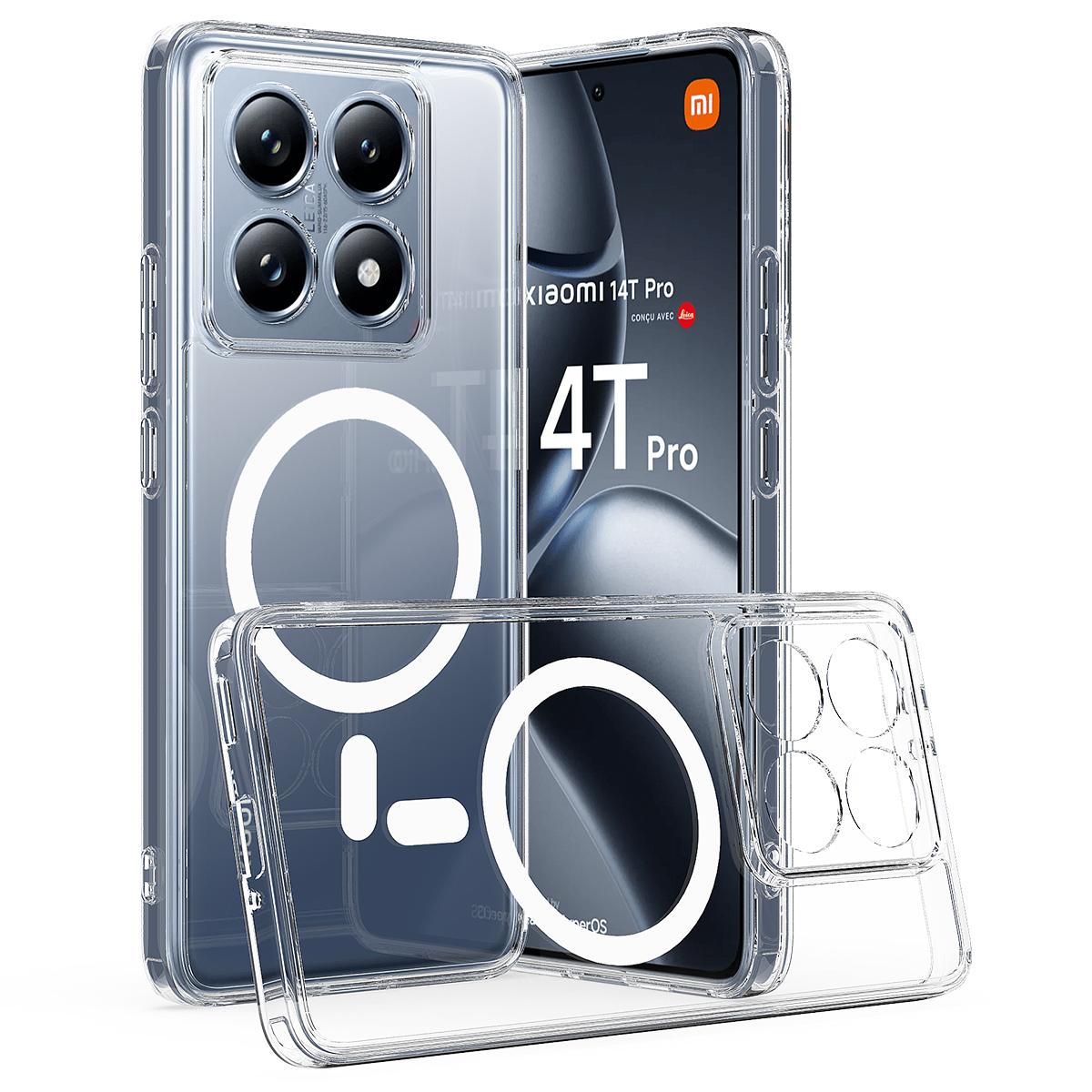 

Прозорий чохол для телефону Xiaomi 14T Pro, сумісний з MagSafe, задня кришка з ТПУ+акрилу Clear