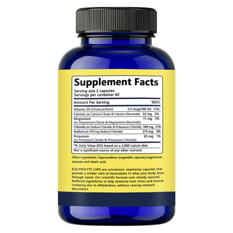 Vitamin D3, calcium, magnesium, sodium, potassium 120 Capsules