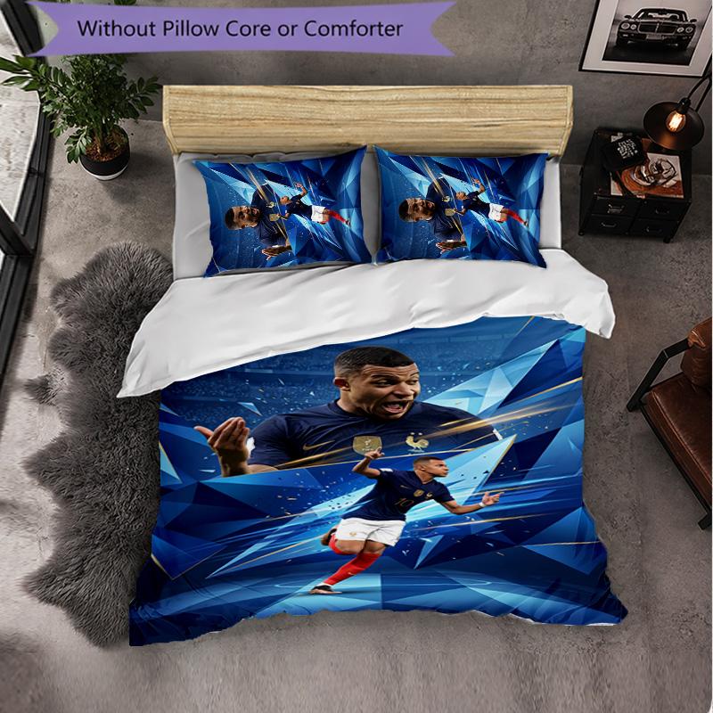 Biancheria da Letto a Tema Kylian Mbappe Set 3 Pezzi Copripiumino Biancheria da Letto Decorativa Per Camera da Teen Decorazione per la Casa