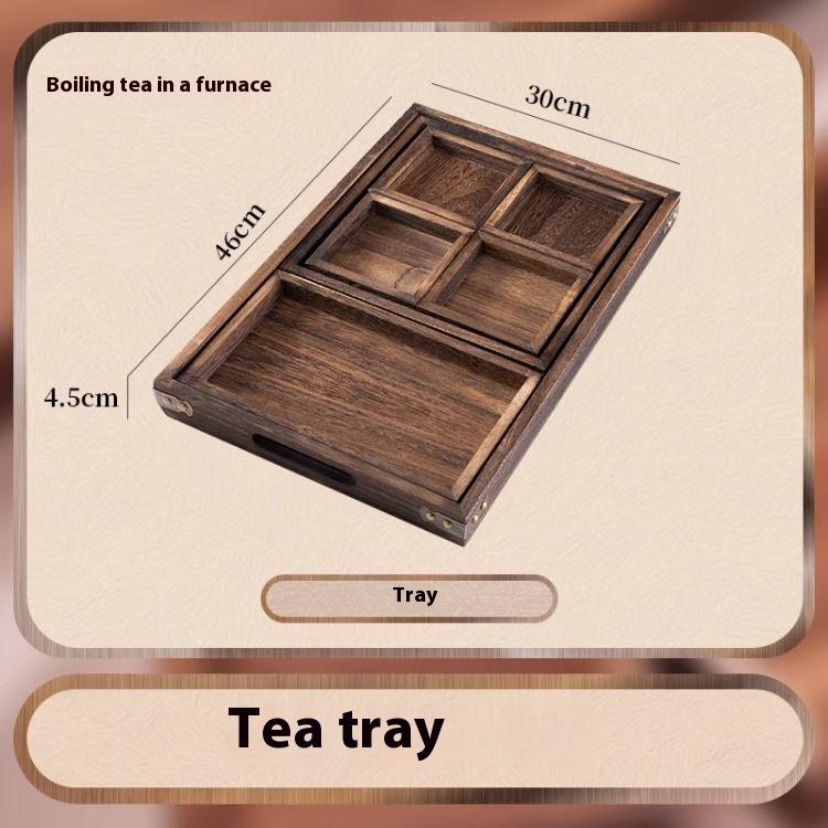 GIANXI Dry Fruit Tray Afternoon Tea Tray Snack Fruit Tray multi-lattice Tea Tray Stove Side Tea Chinese Wooden Tray