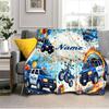 1PC Custom Name Police Party Celebration flannel blanket versatile,all-season throw suitable for the living room,bedroom,camping,travel,and gift