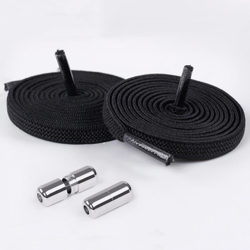 1Pair/3Pair 0.6 Cm Flat Elastic Shoelace Metal Buckle Shoelaces for Sneakers Kids and Adults Quick-Release Laces