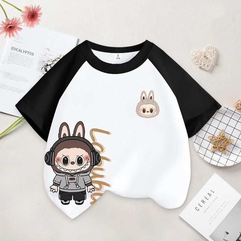 Kreslená grafika Dětská Dámská LABUBU Potištěné Tričko Léto Dámská Móda Dívčí Tričko s Krátkým Rukávem Top Pulovr Oblečení