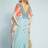 Quick-Dry Beach Cover Up Dress With Front Back V-Neck Loose Fit Printed Tunic Women Swimming Vacation