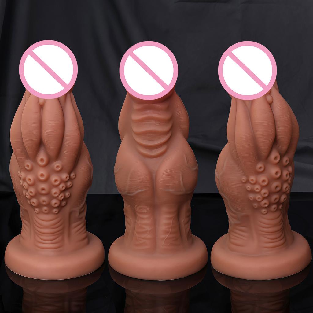Nový silikonový ultra silný realistický ženský imitace skutečný a falešný penis pěst anální zátka super velký penis hračka pro dospělé