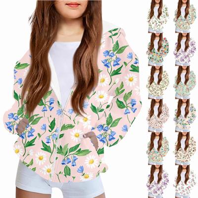 Kinder Mode Bedrucktes Langarm Kapuzensweatshirt Mädchen Hoodie Jacke