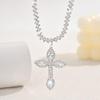 Elegant Luxury Inlaid Synthetic Zirconia Hip Hop Cross Necklace For Women Girls Sparkling Pendant Party Jewelry Birthday Gift