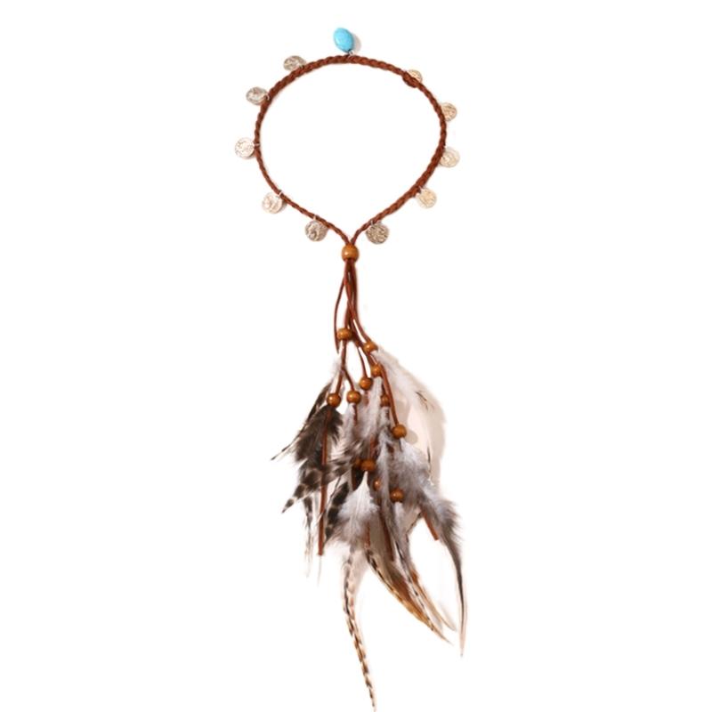 Ethnic Indian Feathered Headband Women Bohemian Styles Headband With Fringed Feathered For Costume Vacation