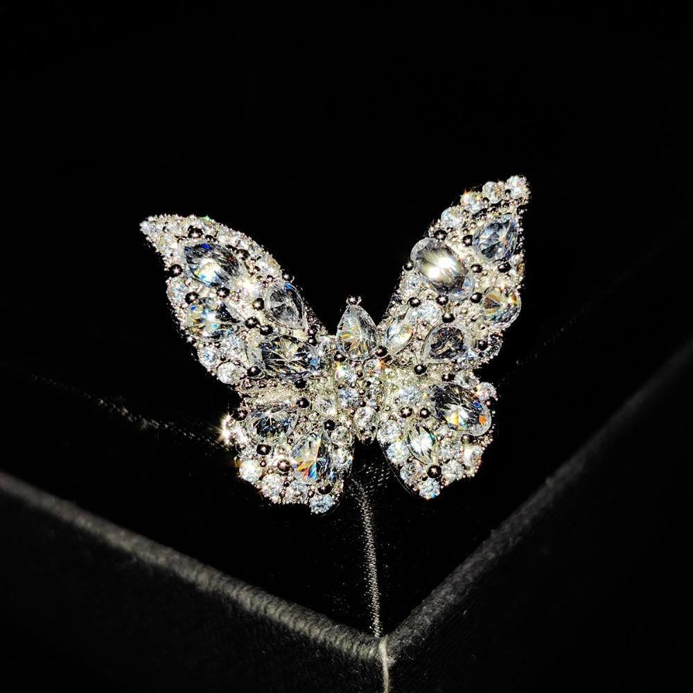 Elegant Bow Design with Micro Paved Zirconia Stones Sweet and Cute Butterfly Adjustable Finger Ring for Girls
