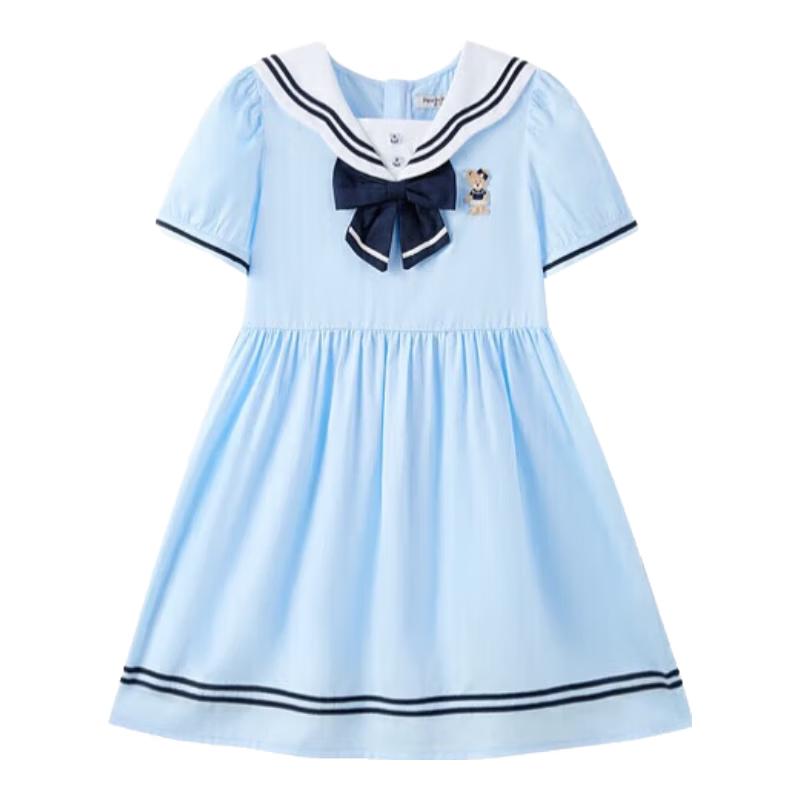 PawinPaw Girls' Cartoon Bear Sailor Collar Dress