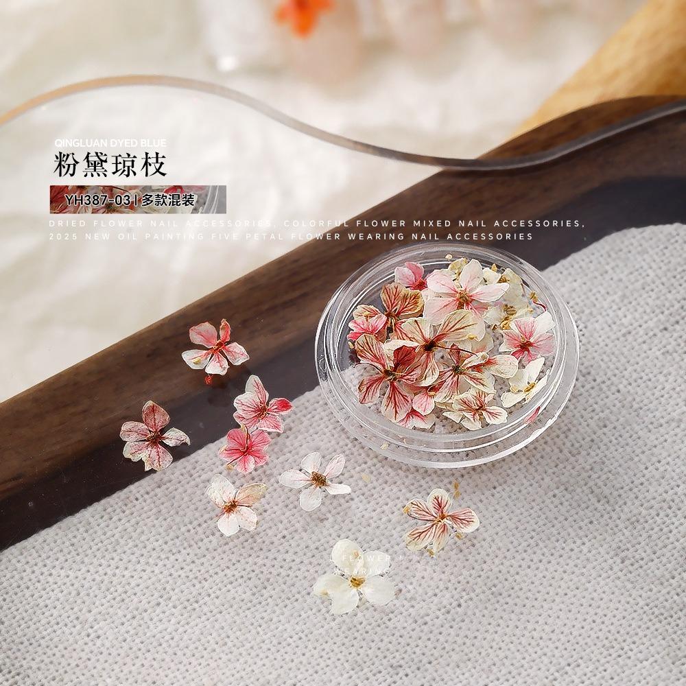 BEPAN 1PCS Summer Gradient Floral Nail Art Dried Flower Mixed Colors Natural Pressed Flowers Handmade DIY Boxed Wearable Nail Material