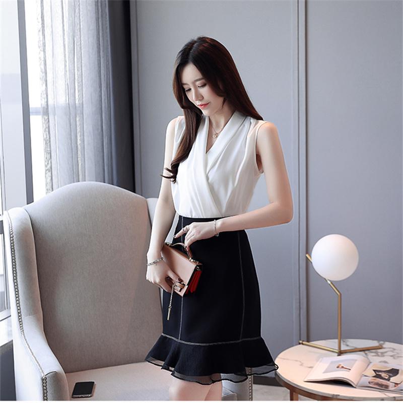 Women's Clothing 2022 Spring Summer New Temperament Simplicity V-Neck Solid Color Sleeveless Chiffon Shirt Loose Women's Blouse
