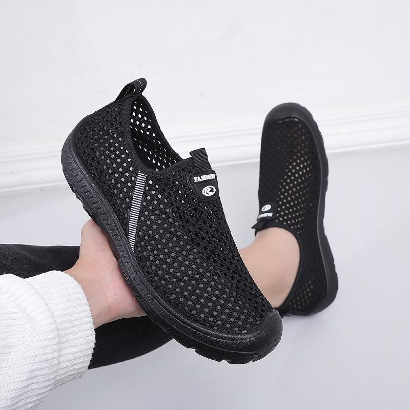 

Summer cloth shoes men s hollow breathable casual soft sole non-slip mesh elderly shoes 44