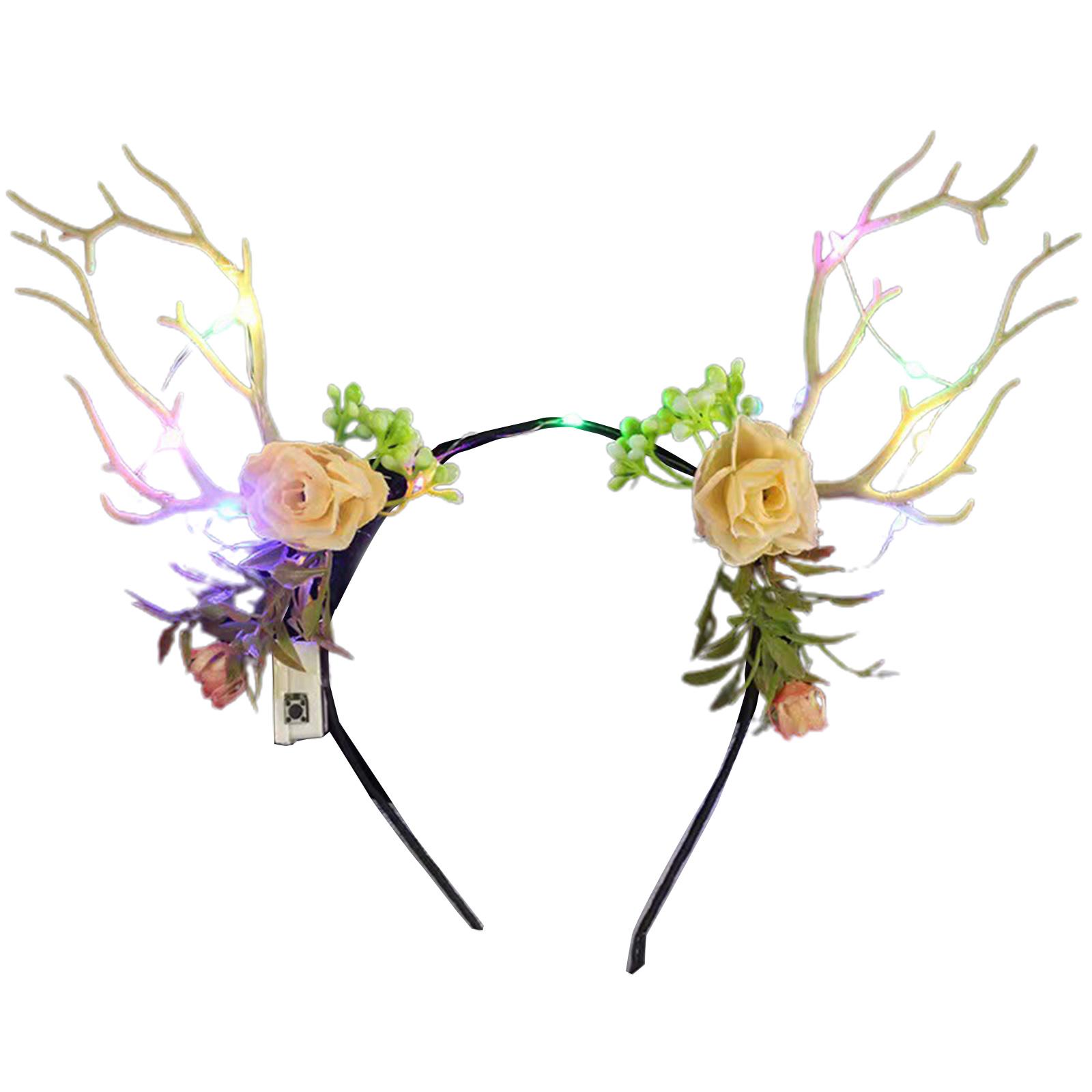 

Merry Christmas Decorations Party Props Reindeer Antler Hairhoop Christmas Floral Tiaras Headband Festival Party Supply 8