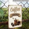 2D Flat 8*12inch Aluminum Sign and Plaque, Retro Coffee Lounge Decorative Aluminum Plate with Coffee Bean Grinder and Cup Design, Suitable for Cafes
