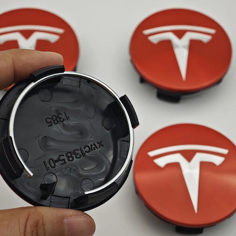 Car Sticker Tesla 4Pcs/set ABS 56mm Tesla Original Car Wheel Center Caps Logo Emblem For Tesla Model 3 Y S X Rims Hub Cover Caps