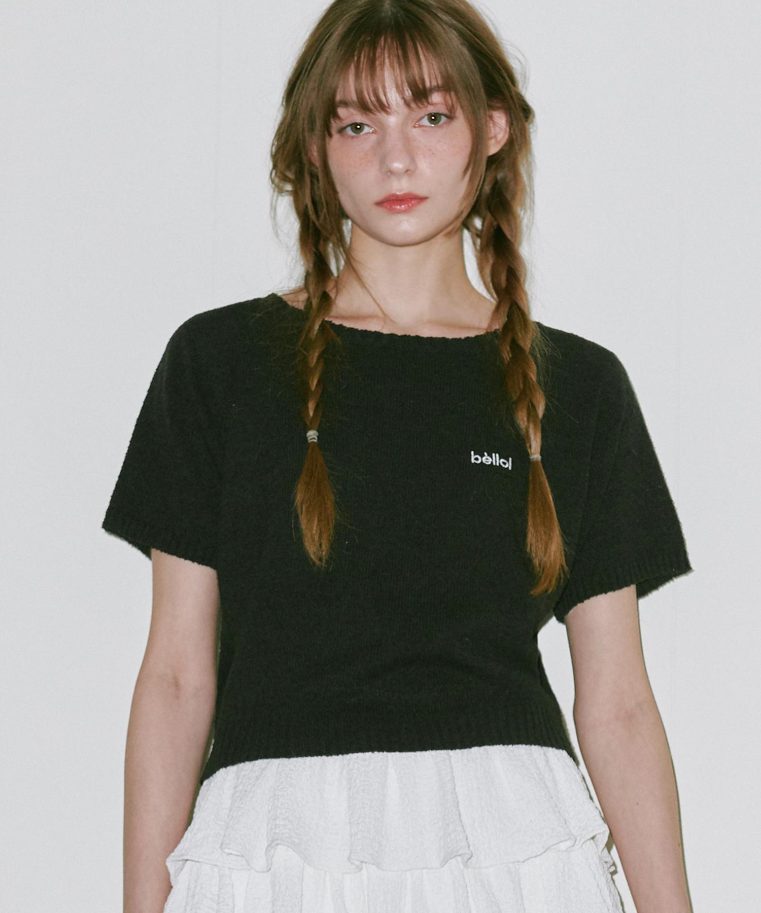 Belloel Basic Boat Neck Knit Black Free