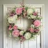 Simulation Pink and White Rose Wreath Valentine's Day Door Decoration Hanging Wreath Courtyard Living Room