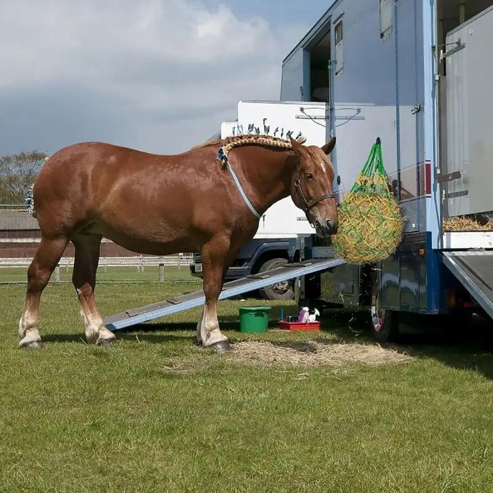 2Pcs/Set Durable Slow Feed Hay Net Large Capacity Hanging Horse Hay Bag 40inch Hay Feeder Bag Equestrian Accessory