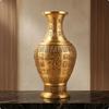 Vase en Laiton Gaufré Bord Doré Évasé Base Plate Décorative Tonale pour Salon