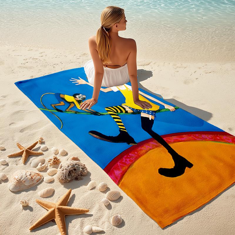 Serviette de plage motif Pippi Longstocking - douce, absorbante, lavable en machine Légère et moderne, pour la natation, Essentiels de voyage