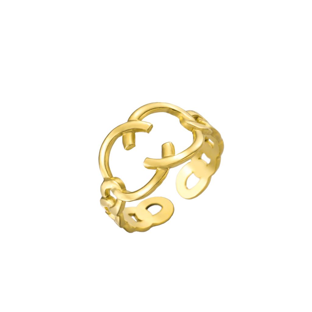 Stainless Steel Vintage  Cuff Rings for Women Girl Elegant Fashion New Non-fading Jewelry Lady Gift Party