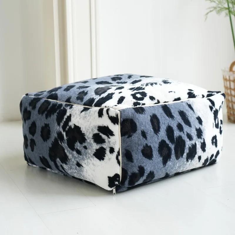 

50x50x37cm Nordic Single-Seater Bean Bag Sofa Imitation Cowhide Pouf Cover Unstuffed Living Room Bedroom Tatami Cushion Covers 50x50x37cm