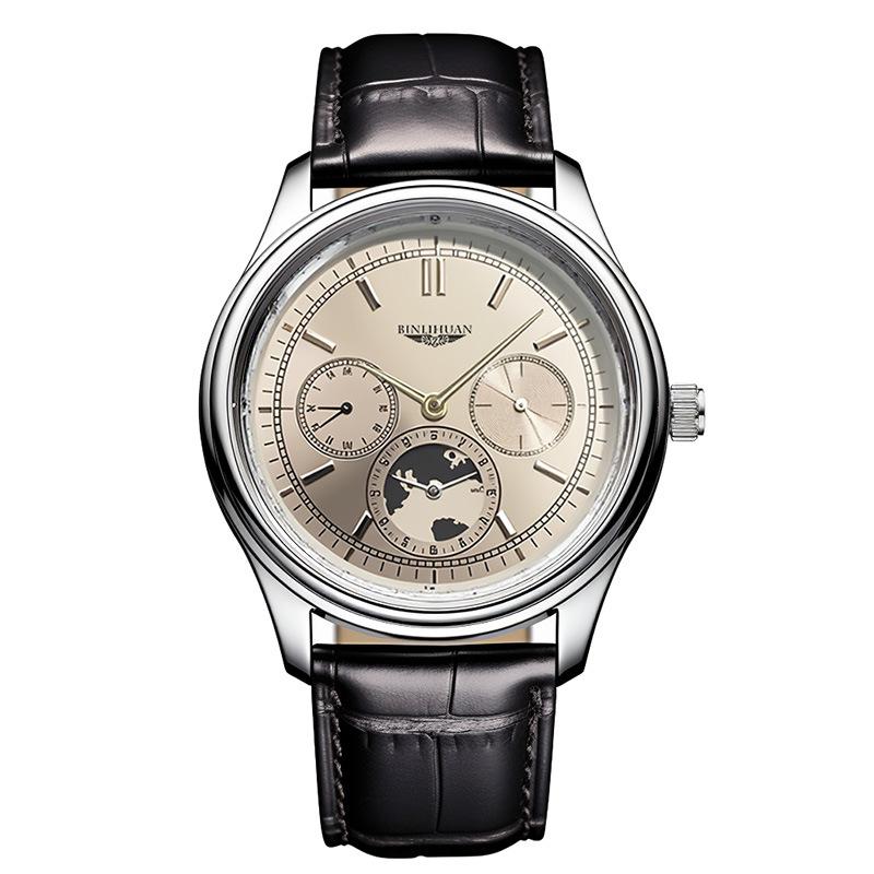 Men Business Casual Leather Watch Quartz Analog Wristwatch Birthday Gift Daily Decoration
