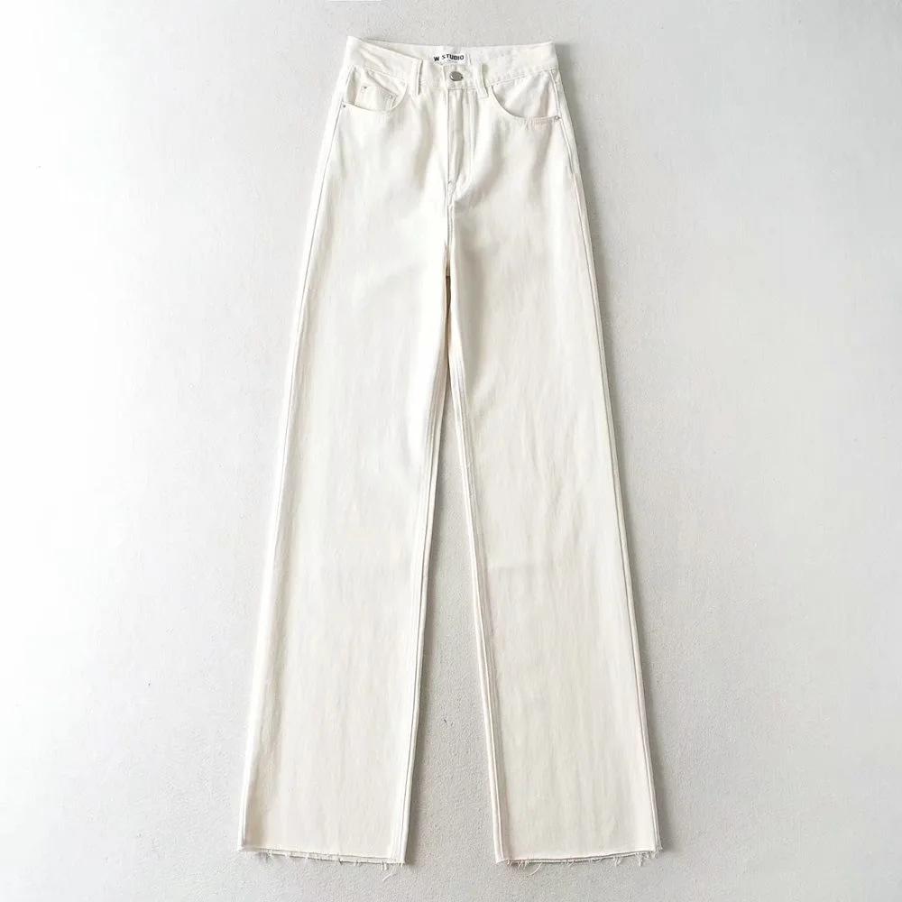 Blugi de damă cu picior drept Partea din denim, prieten, cu talie înaltă, blugi largi, pantaloni lungi