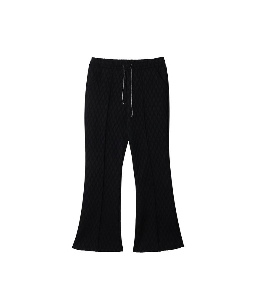 320SHOWROOM Jacquard Drawstring Bootcut Banding Pants Black