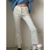 US Light Luxury Minority Rag Pure Yuan White Medium Waist Slightly Flared Small Girls and Teen Girls 40.00kg Wear Micro Elastic