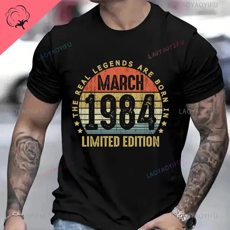 Vintage 1984 Birthday Cotton T Shirts for Men Women Short Sleeve Clothing Retro Tshirts Born in 1984 Clothes for Men Tops Tee