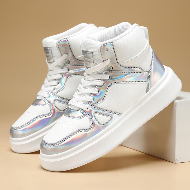 TUINANLE High Top Sneakers Women Lace Up Anti Slip Basketball Shoes Flat Skateboard